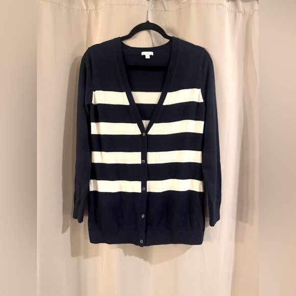 Gap Navy Blue  and White Striped Women's Sweater - Picture 1 of 6